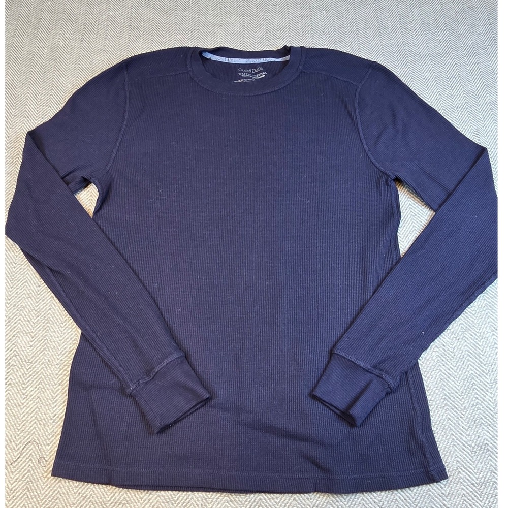 Cuddl Duds Waffle Thermal Midweight Navy Blue Crew Neck Long Sleeve Top Medium